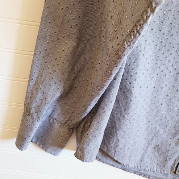 Untuckit Shirt Mens 2XL Gray Geometric Pattern Button Up Cotton Long Sleeve - Picture 2 of 10